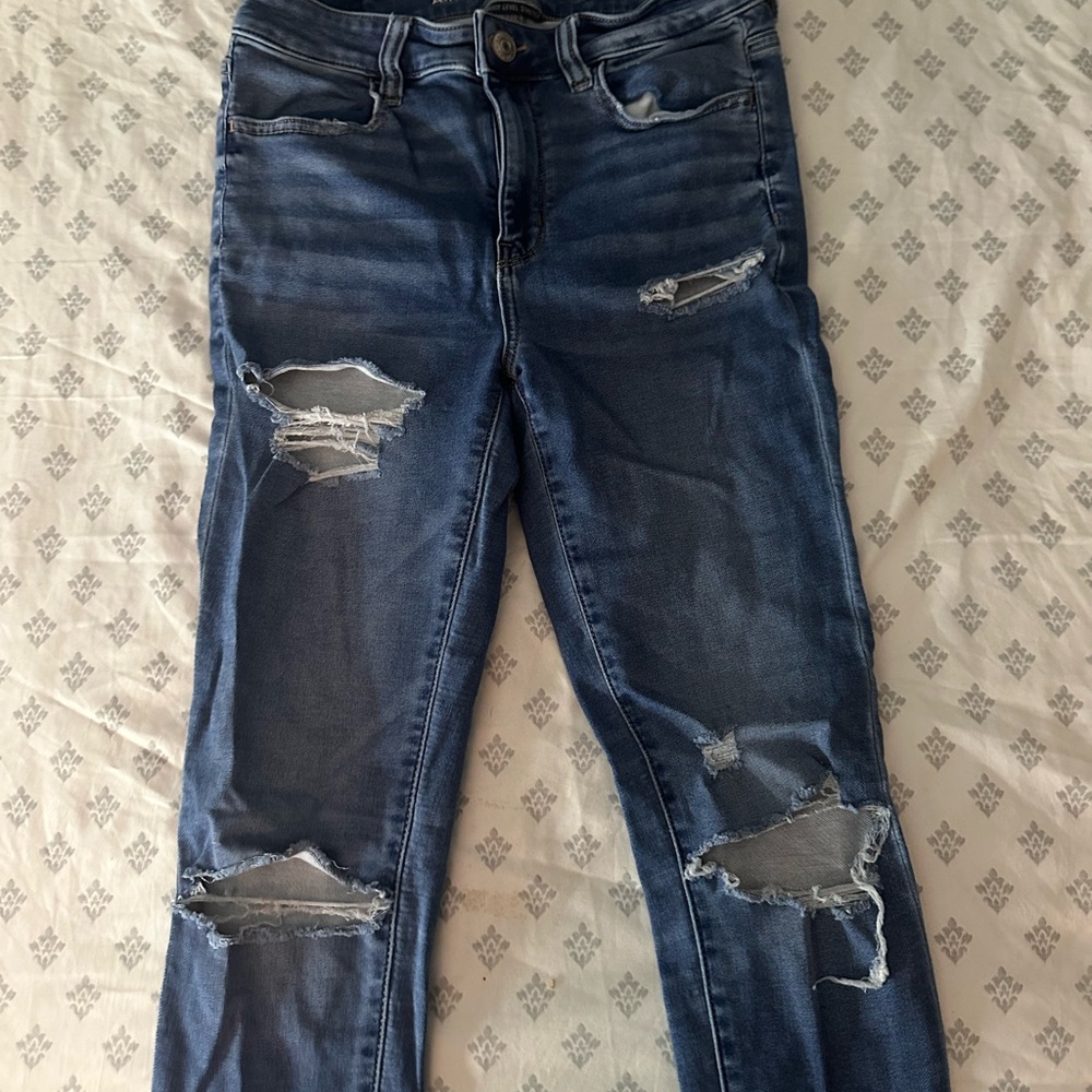 Distressed Blue American Eagle Skinny Jeans